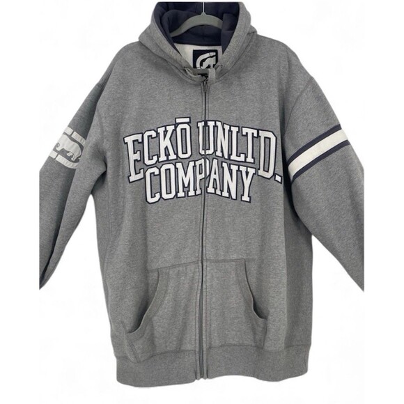 Ecko Unltd. Other - Vintage Ecko UNLTD Zip Up Hoodie Mens Gray Y2K Spell Out Grunge Skater 2X